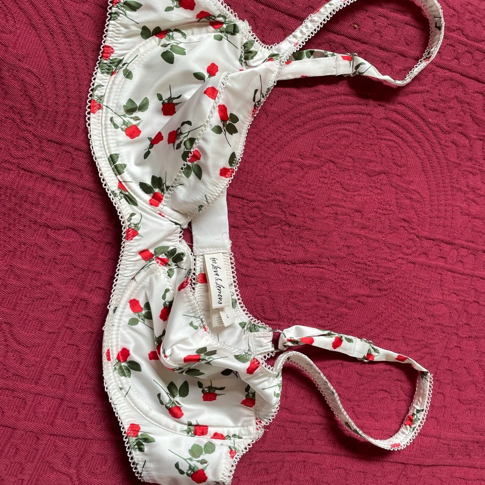 For Love & Lemons Victoria Secret satin rose bra new without tags size L